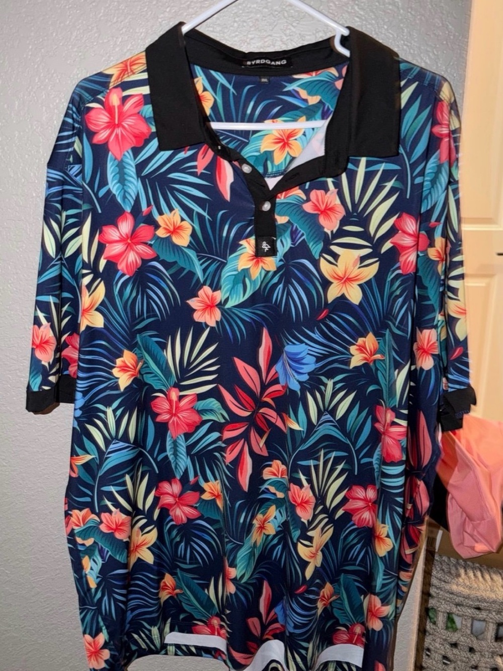 Tropical Floral Navy Polo Shirt